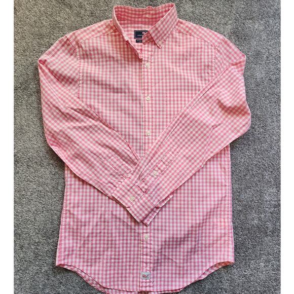 Vineyard Vines Preppy Long Sleeved Pink and White Checked Size XS - Picture 1 of 3